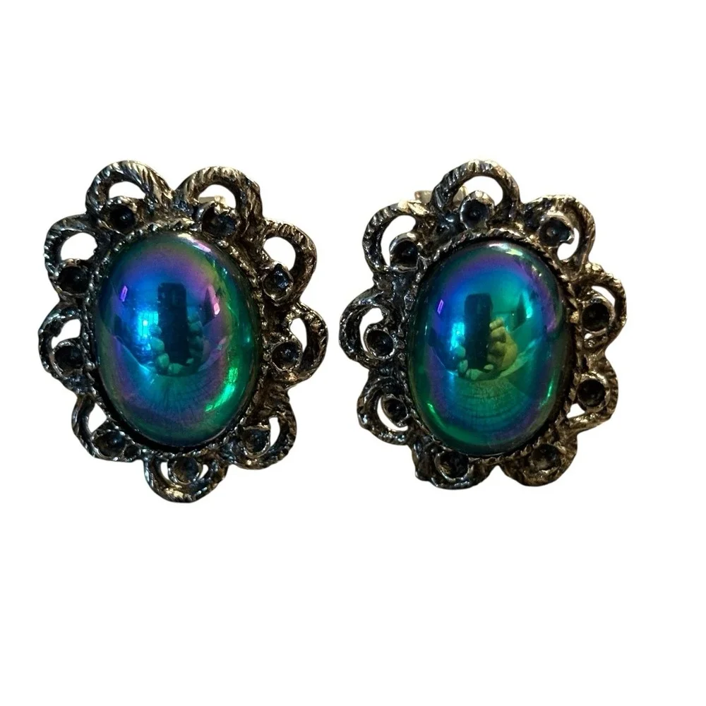 Harvey Avedon Cufflinks Blue Watermelon Center 1950s Pat. 2920363 VTG Silvertone